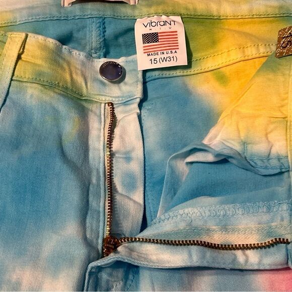 Vibrant M.I.U Distressed High Rise Super Skinny Jegginge Tie Dye Size 31 - Picture 7 of 12